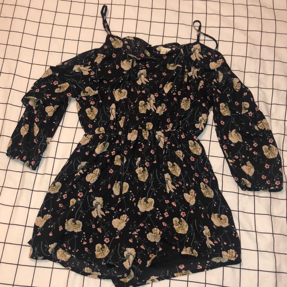 Black Flower Pattern Romper